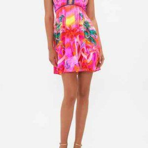 Camilla Flight of the Flamingos Short Flared Dress with hardware  Large